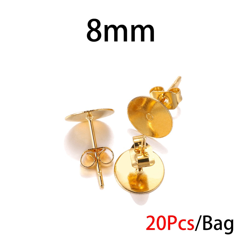 5-12mm Gold Stainless Steel Stud Earring Back, 20pcs