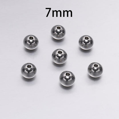 Round Stainless Steel Spacer Beads, 30-100pcs