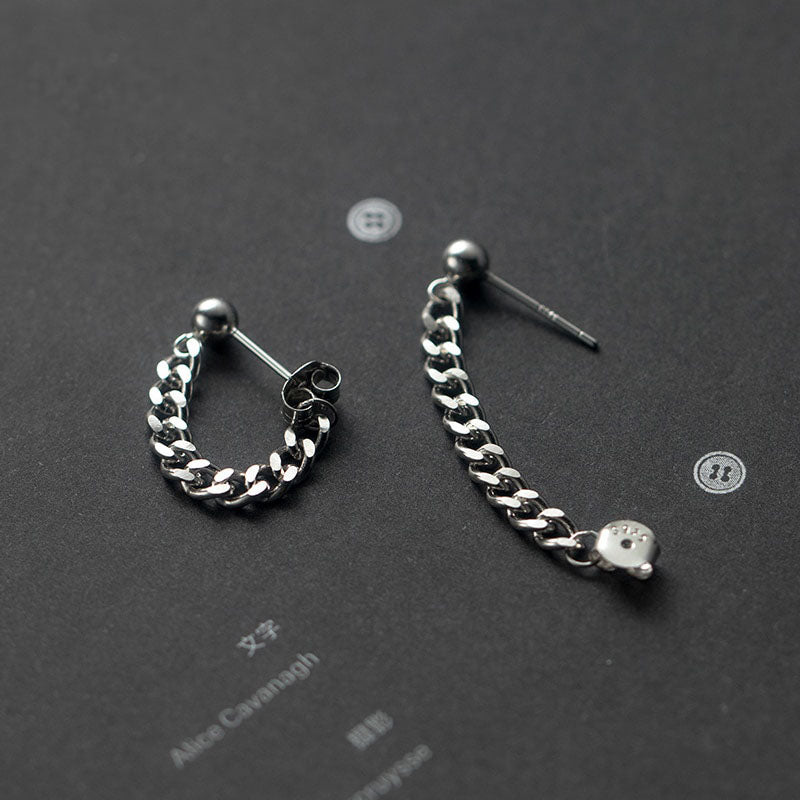 Thick Link Lock Chain Stud Earrings