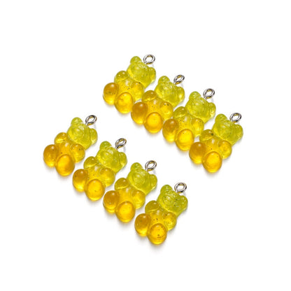 Gradient Color Resin Bear Pendants, 10pcs