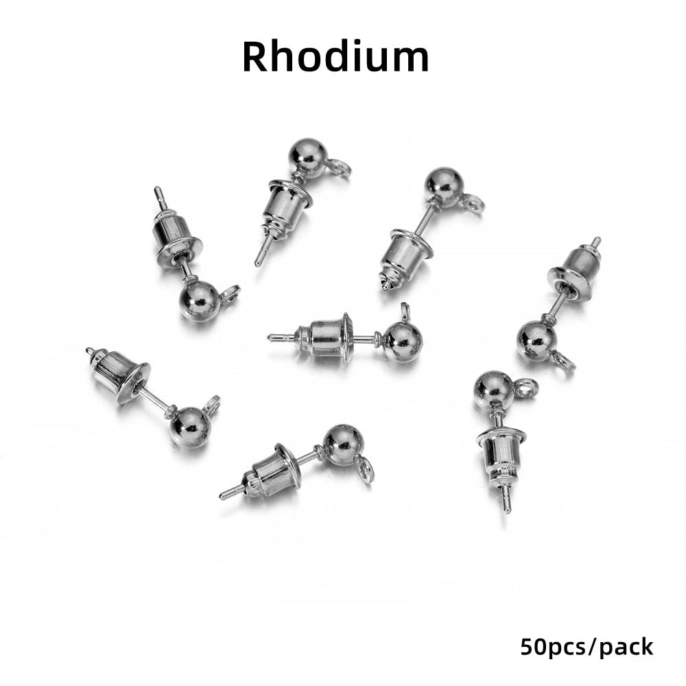 3-6mm Stud Earring Basic Pins, 20-50pcs