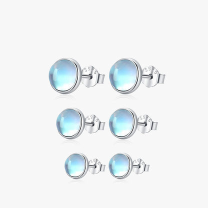 Round Exquisite Moonstone Stud Earrings