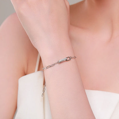 Geometric Link Lock Zirconia Bracelet