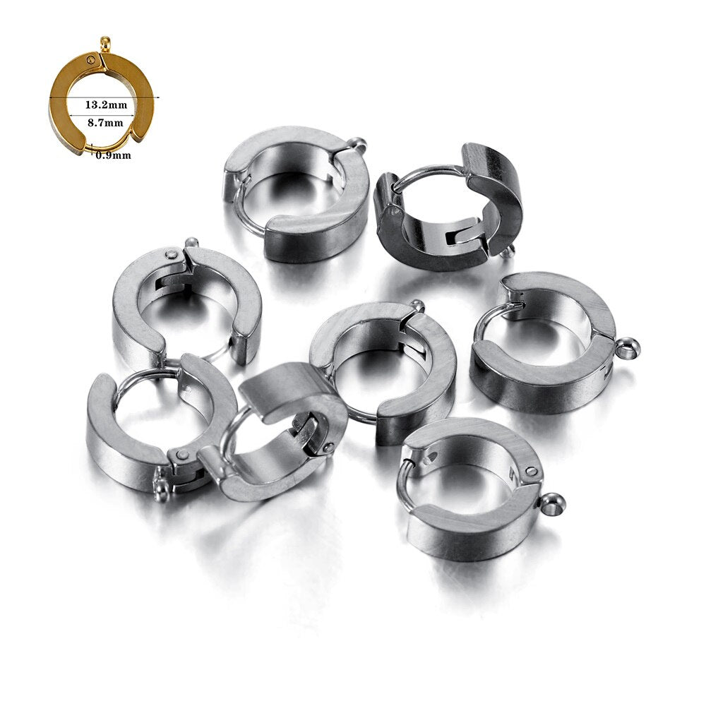 Stainless Steel Earring Hooks with Round Ear Post & Jump Ring, 10pcs