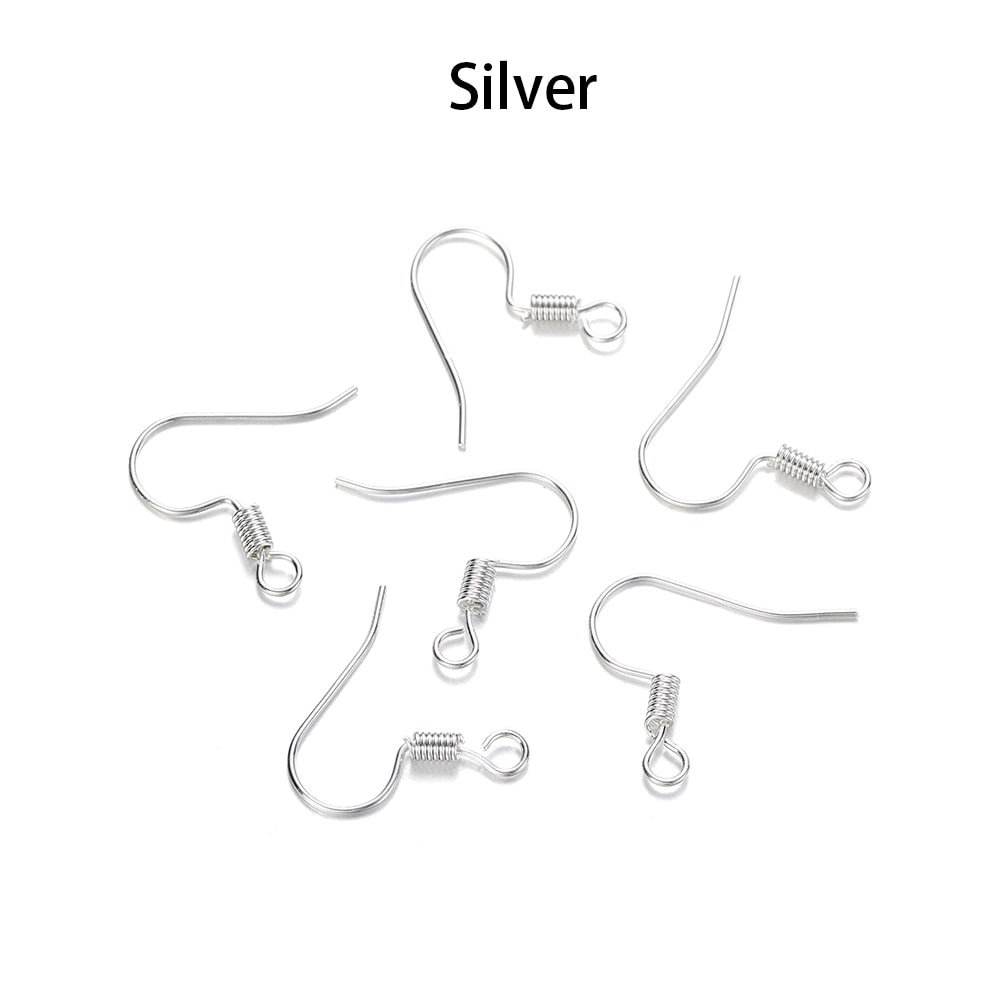 Simple Metal Earring Hooks, 100Pcs