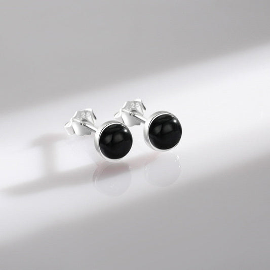 Black Agate Stud Earrings