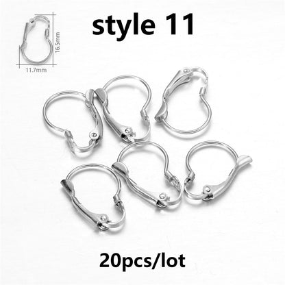 Hypoallergenic Stainless Steel Ear Hooks, 20-50Pcs