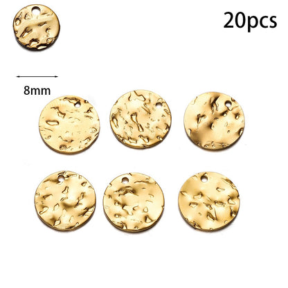 Stainless Steel Round Wrinkle Charms Pendant, 20-50pcs