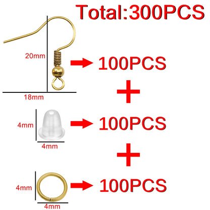 Ensemble de fabrication de boucles d'oreilles : crochets, anneaux et connexions, 100 à 300 pièces