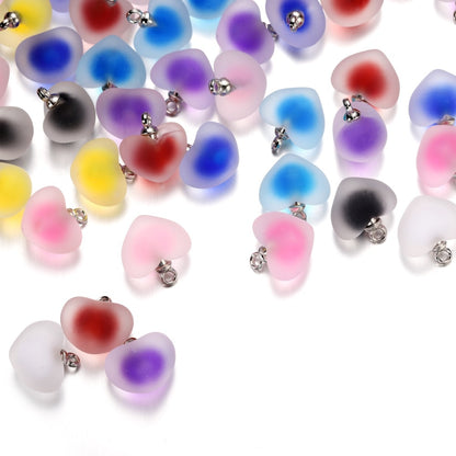 Resin Frosted Multicolor Heart Charms Pendant