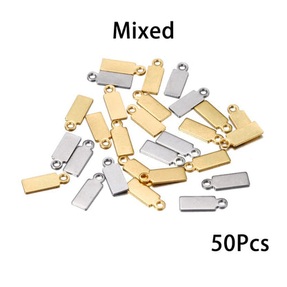 Stainless Steel Square Pendants Charms, 20-50pcs