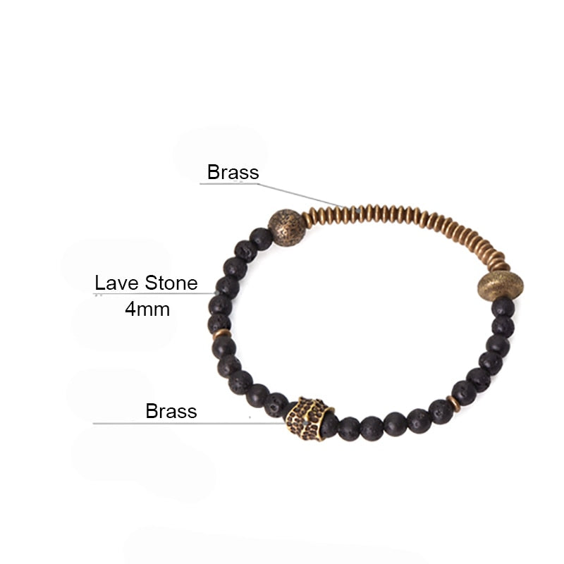 Bracelet à breloques en perles de lave et cuivre, diffuseur d'huiles essentielles