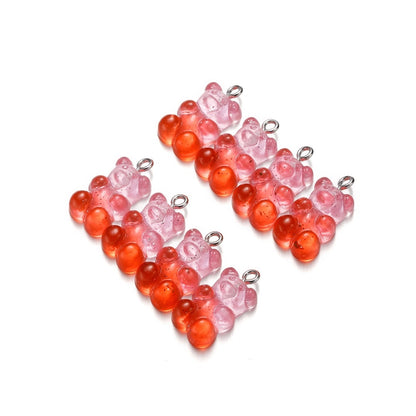 Gradient Color Resin Bear Pendants, 10pcs