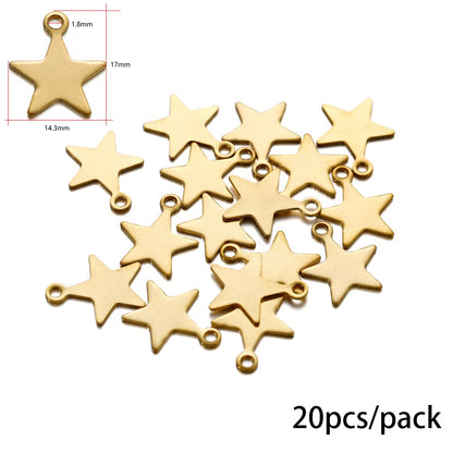 Stainless Steel Star Moon Charms Pendant, 20-50Pcs