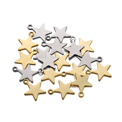 Stainless Steel Star Moon Charms Pendant, 20-50Pcs