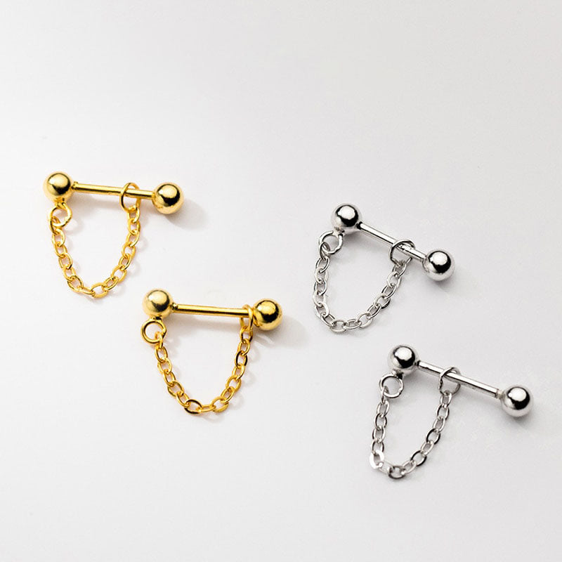 Screw Link Chain Stud Earrings