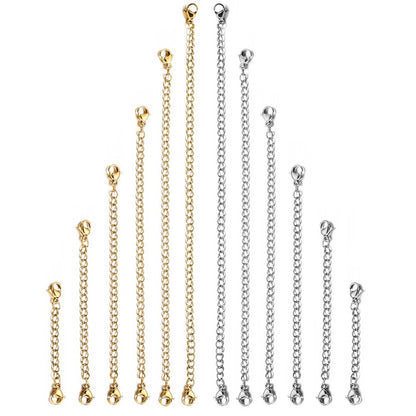 Stainless Steel Necklace Extension Chain with Lobster Clasp, 10Pcs