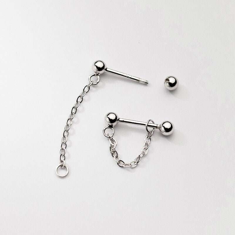 Screw Link Chain Stud Earrings
