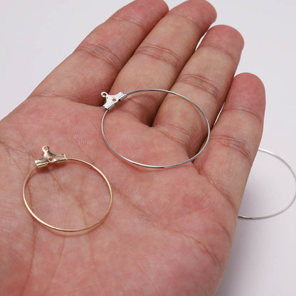 Boucles d'oreilles créoles suspendues à grand cercle de 20 à 40 mm, 10 à 50 pièces