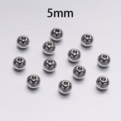 Round Stainless Steel Spacer Beads, 30-100pcs