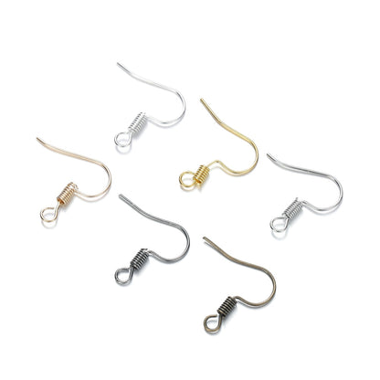 Simple Metal Earring Hooks, 100Pcs