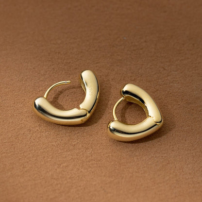 Smooth Shiny Simple Hearts Hoop Earrings