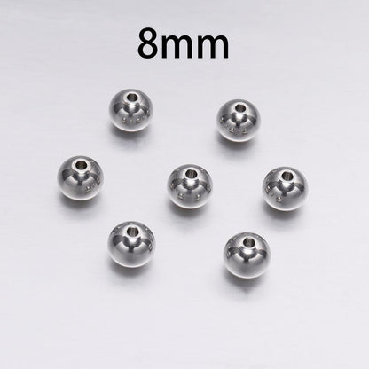 Round Stainless Steel Spacer Beads, 30-100pcs