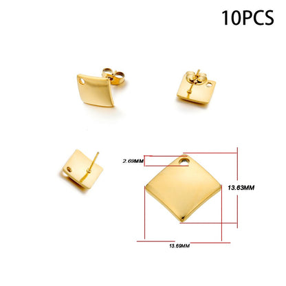 Blank Earring Studs in Stainless Steel, 10-20pcs