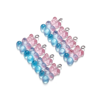 Pendentifs ours en résine de couleur dégradée, 10 pièces