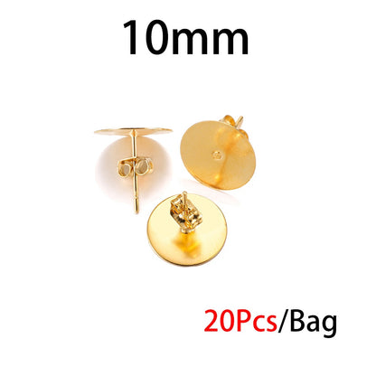 5-12mm Gold Stainless Steel Stud Earring Back, 20pcs