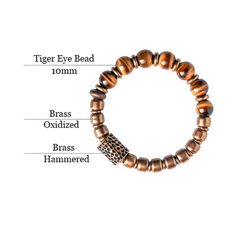 Gold Tiger Eye Hammered Brass Charm Bracelet.jpg