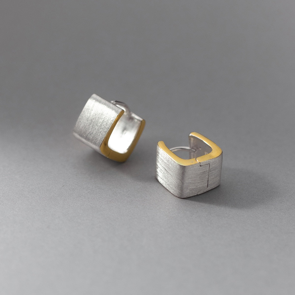 Square Ear Buckle in Silver & Gold