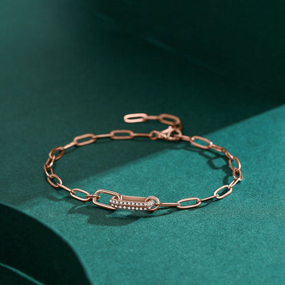 Geometric Link Lock Zirconia Bracelet