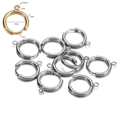 Stainless Steel Earring Hooks with Round Ear Post & Jump Ring, 10pcs