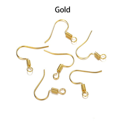 Simple Metal Earring Hooks, 100Pcs