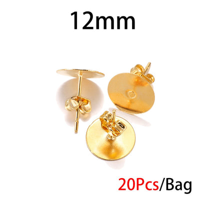 5-12mm Gold Stainless Steel Stud Earring Back, 20pcs