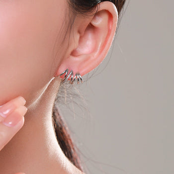 Geometric Line Earrings With Zirconia