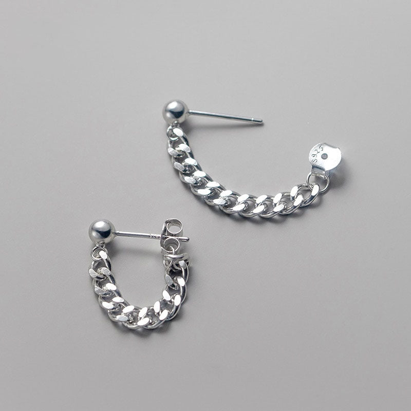Thick Link Lock Chain Stud Earrings