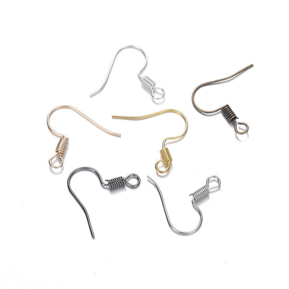 Simple Metal Earring Hooks, 100Pcs