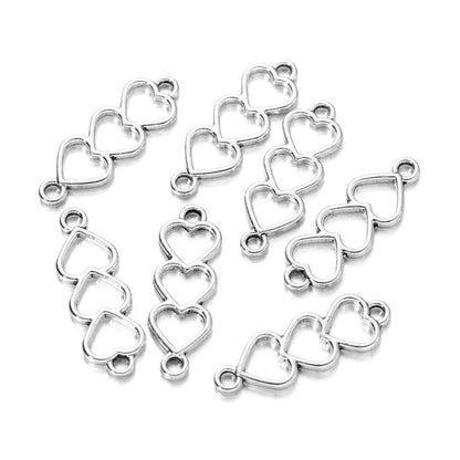 30Pcs Alloy Hollow Hearts Charms