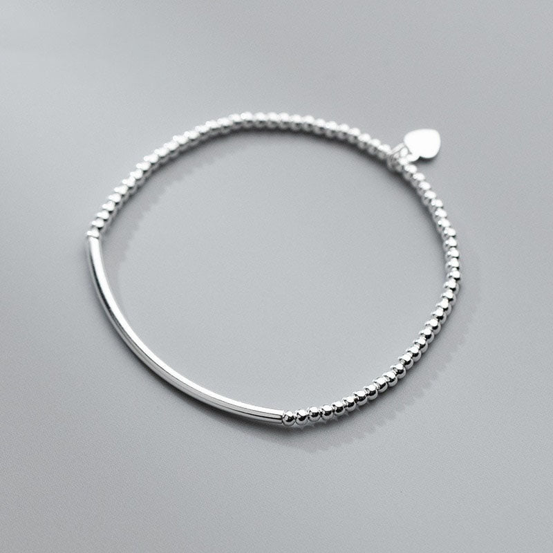 Heart Beads Platinum-Plated Adjustable Bracelet