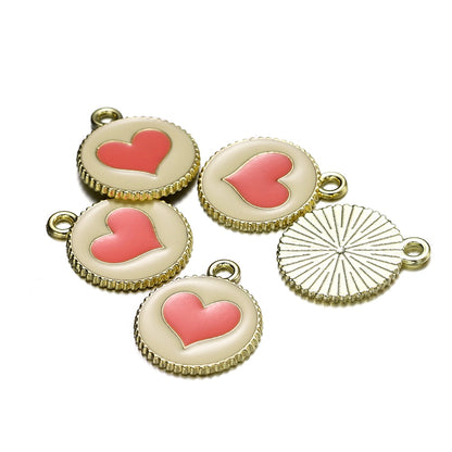 10 pendentifs ronds en alliage en forme de cœur et d'amour