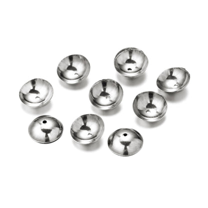 Stainless Steel Round Bead Caps, 50pcs