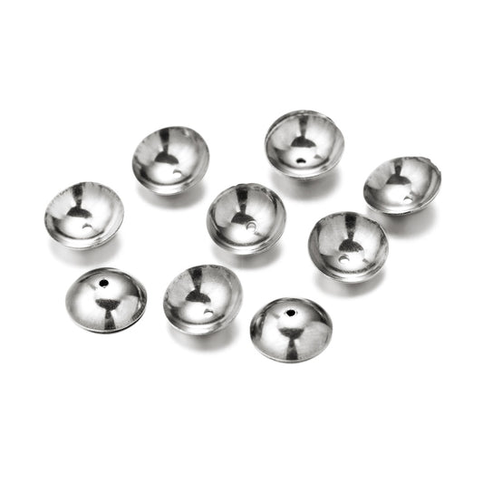 Runde Perlenkappen aus Edelstahl, 50 Stück