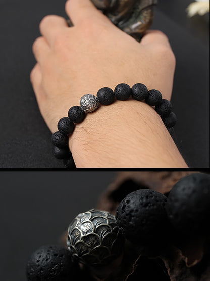 Lava Stone and Charm Bracelet