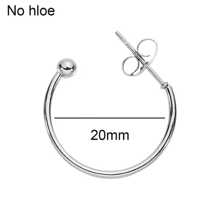 C-shaped Ear Hook Hoops in Stainless Steel, 6pcs