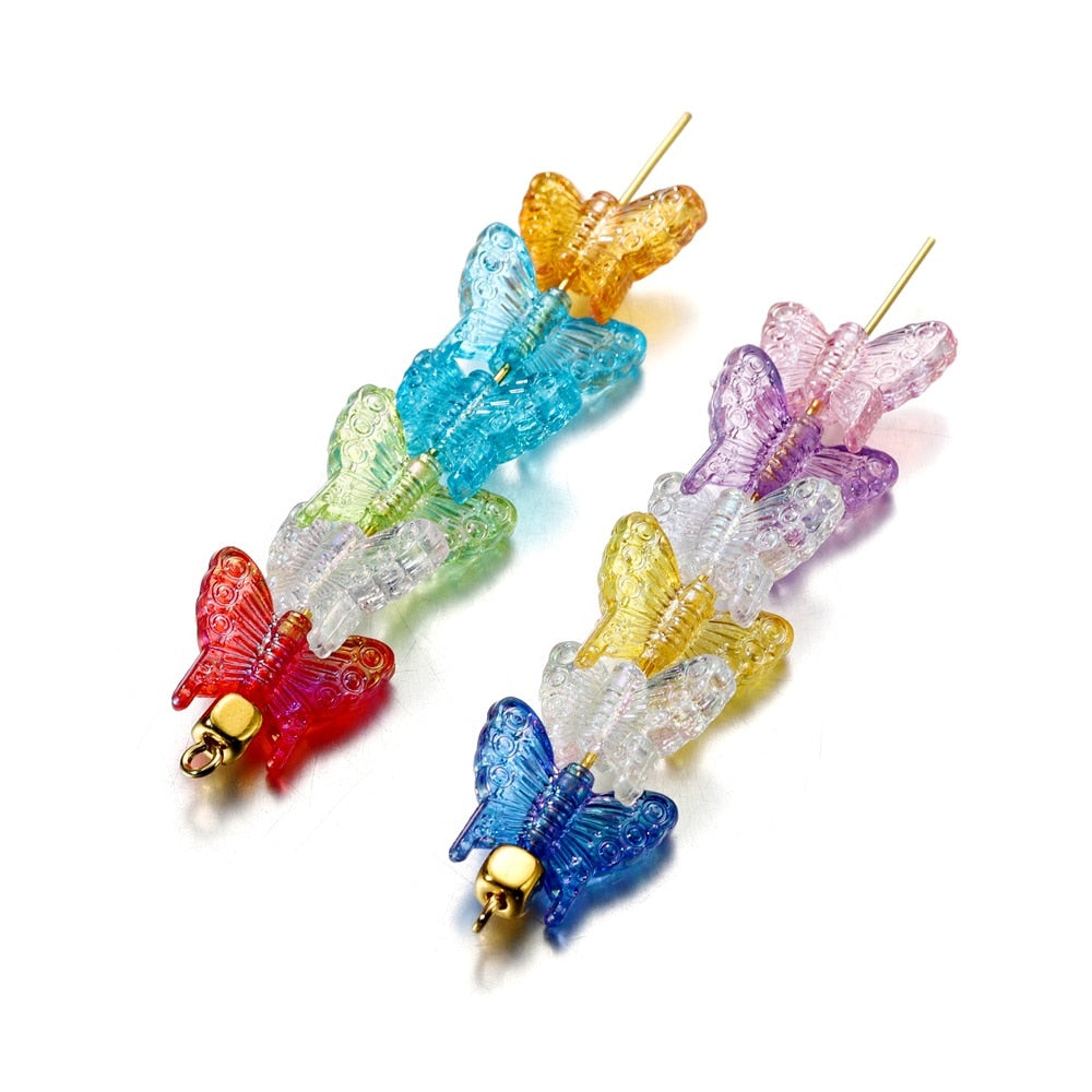 50pcs Butterfly AB Color Acrylic Charms Beads