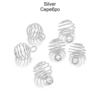 5-30Pcs 9-35mm Metal Spiral Beads Cage Pendants