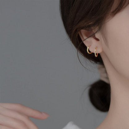 Simple Round Gold Color Hoop Earrings