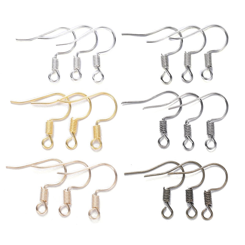 Simple Metal Earring Hooks, 100Pcs